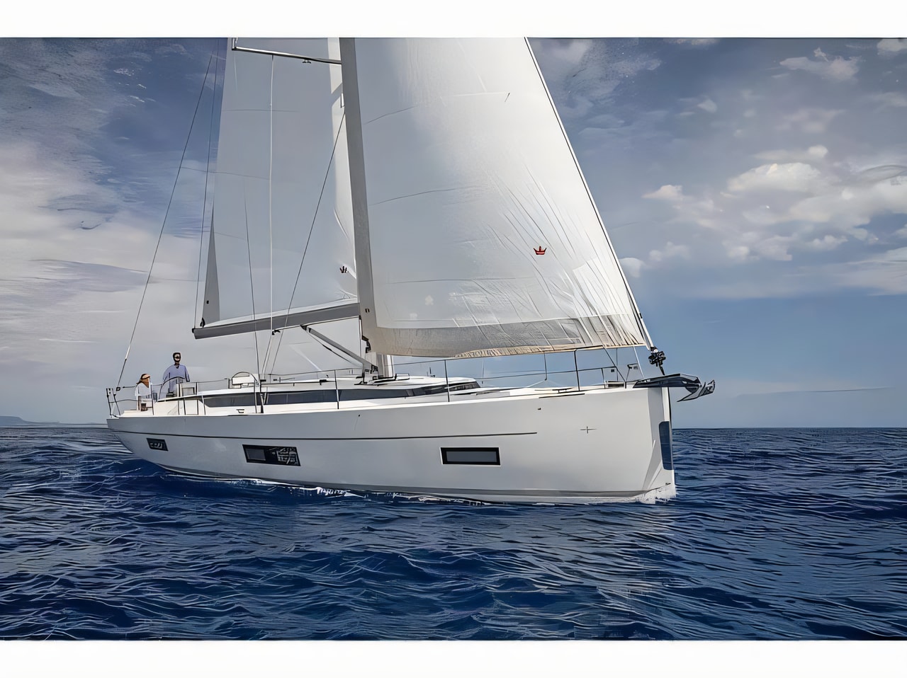 Exterior overview of Bavaria C45 Holiday sail boat for charter from Biograd Kornati in the Zadar sailing area Croatia