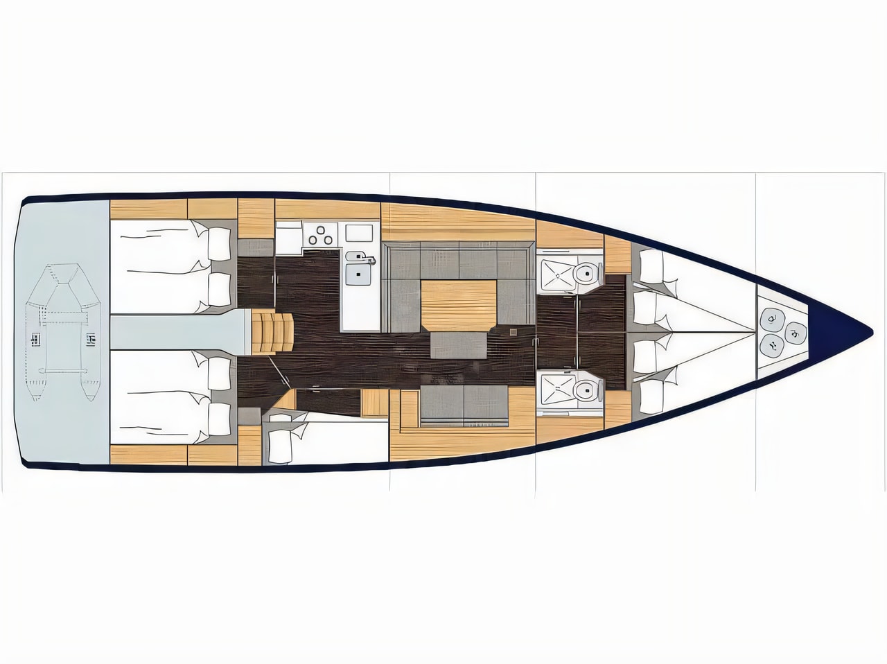 Interior of Bavaria C45 Holiday sail boat with 5 cabins Croatia yacht charter
