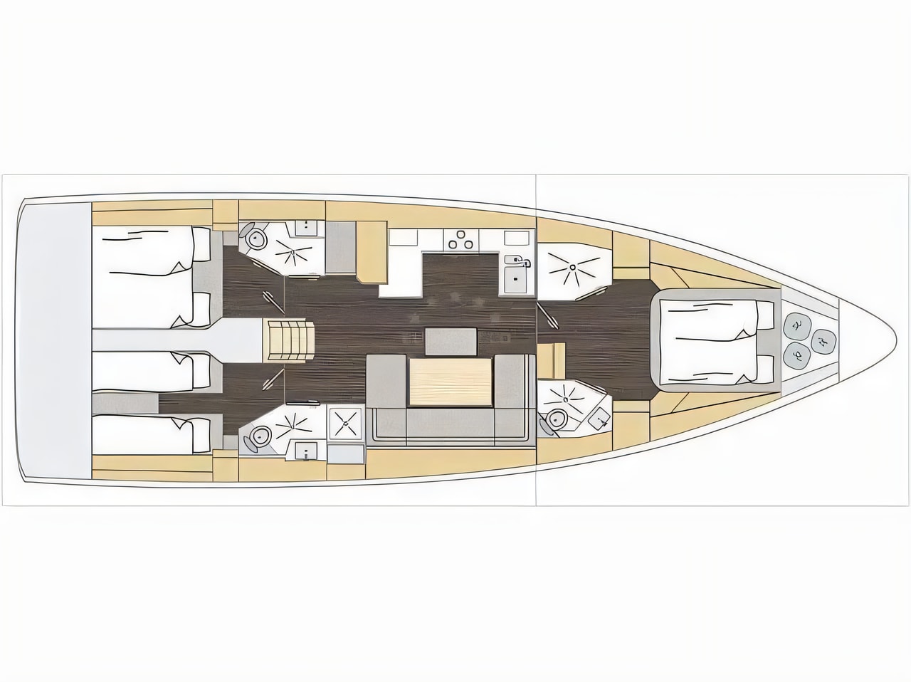 Interior of Bavaria C46 sail boat with 3 cabins Croatia yacht charter