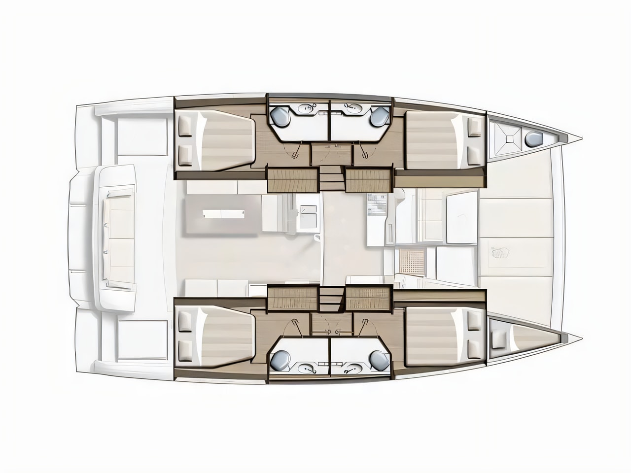 Interior of Bali 4.2 catamaran with 5 cabins Croatia yacht charter