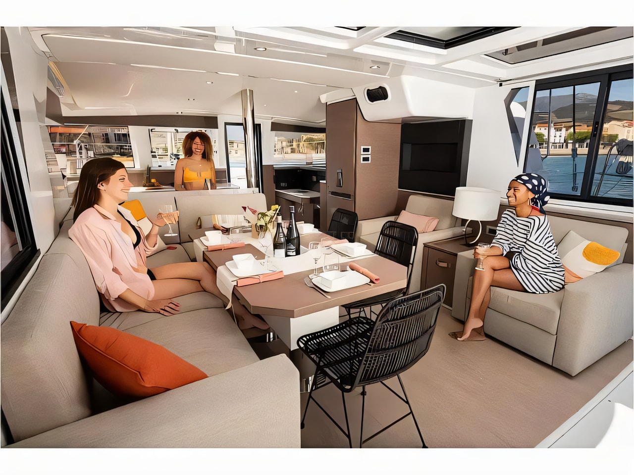 Layout of Bali 4.2 catamaran with 5 cabins Croatia yacht charter