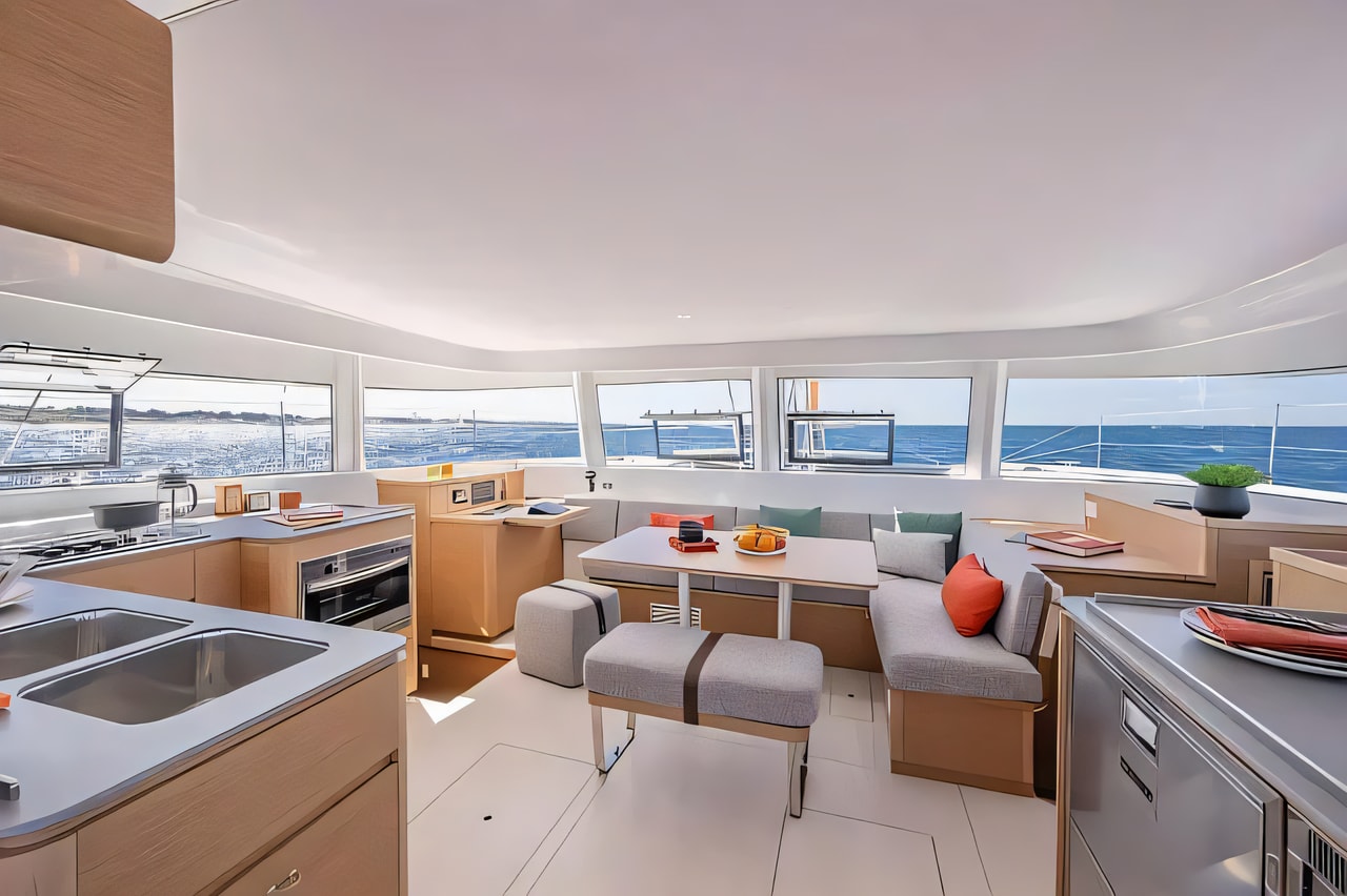 Layout of Excess 14 catamaran with 6 cabins Croatia yacht charter