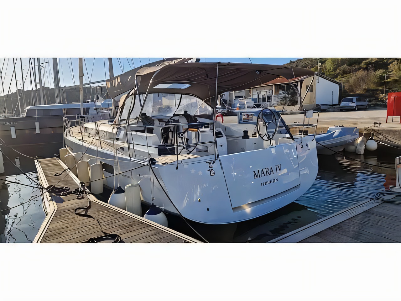 Exterior overview of Jeanneau Sun Odyssey 490 sail boat for charter from Primosten Marina Kremik in the Kornati sailing area Croatia