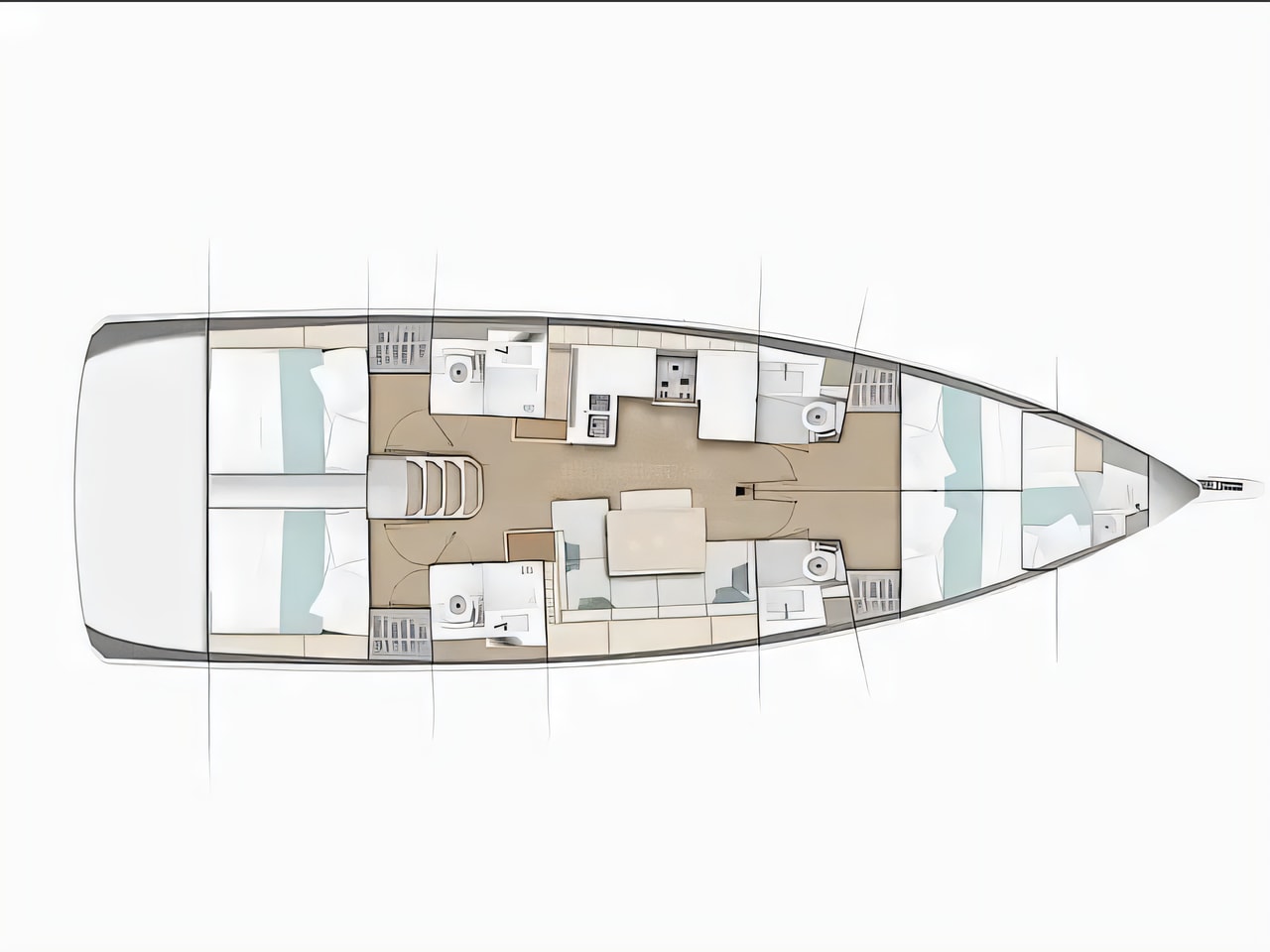 Interior of Jeanneau Sun Odyssey 490 sail boat with 5 cabins Croatia yacht charter