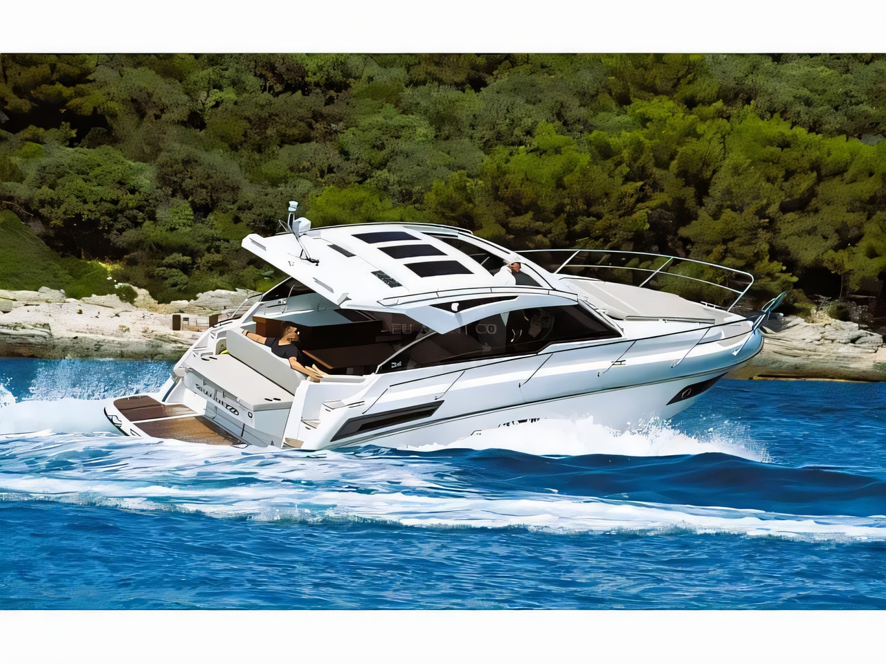 Exterior overview of Grandezza 34 OC motor boat for charter from SCT Marina Trogir in the Split sailing area Croatia