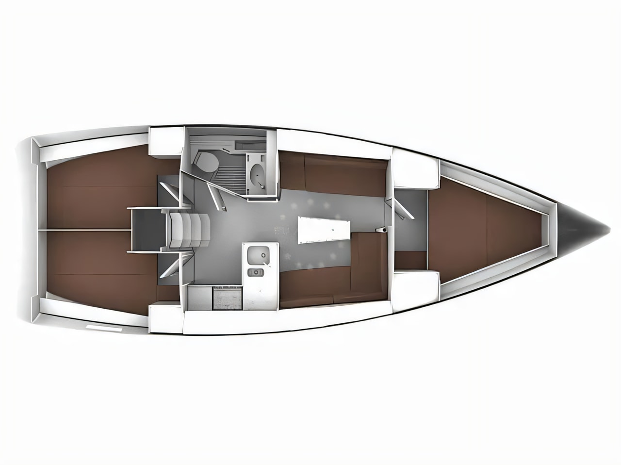 Interior of Bavaria 37 Cruiser sail boat with 3 cabins Croatia yacht charter