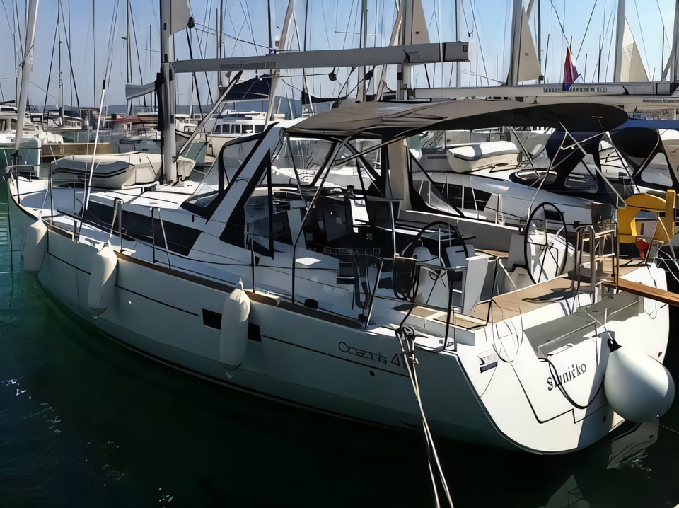 Exterior overview of Oceanis 41 S sail boat for charter from Sukosan Marina Dalmacija in the Zadar sailing area Croatia