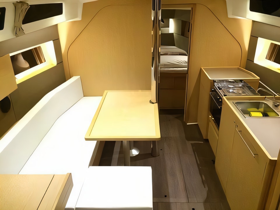 Interior of Oceanis 38 sail boat with 3 cabins Croatia yacht charter