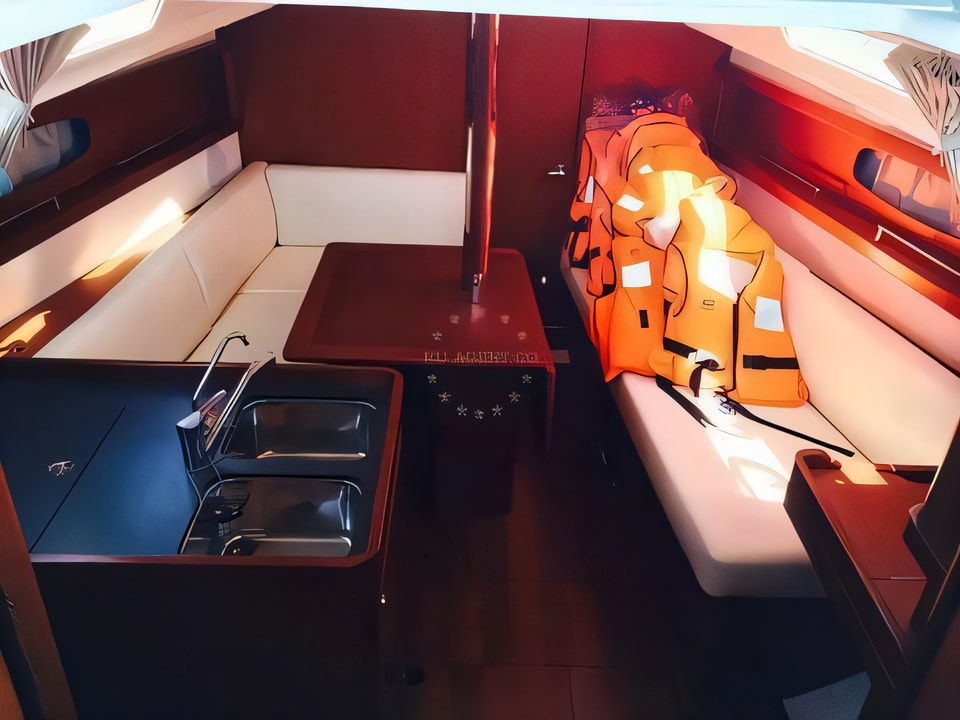 Interior of Oceanis 31 sail boat with 2 cabins Croatia yacht charter