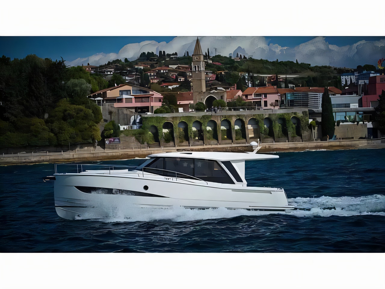 Exterior overview of Greenline 39 motor boat for charter from Biograd Kornati in the Zadar sailing area Croatia