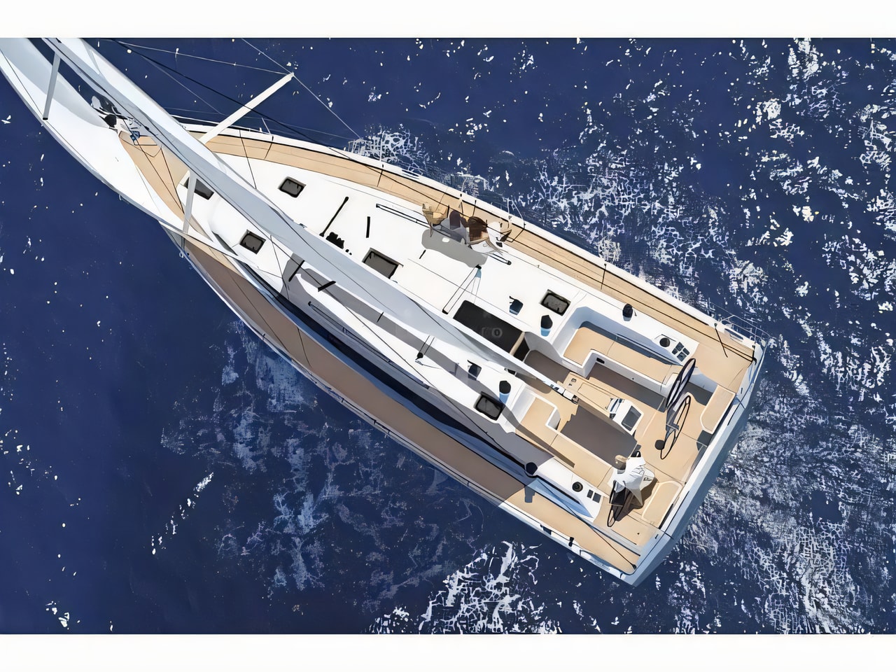 Layout of Bavaria C42 sail boat with 3 cabins Croatia yacht charter