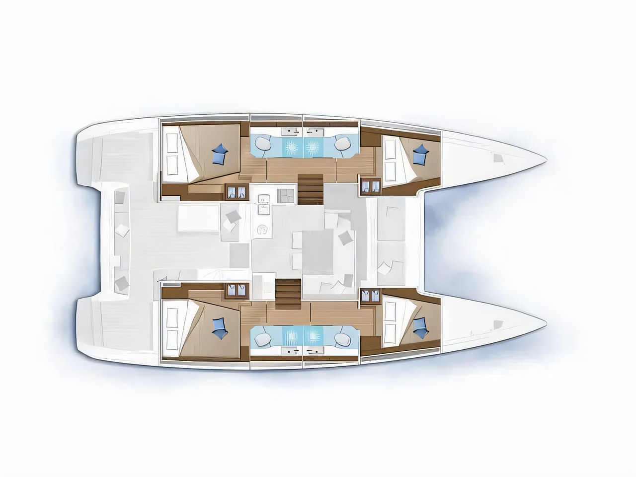 Interior of Lagoon 40 catamaran with 6 cabins Croatia yacht charter