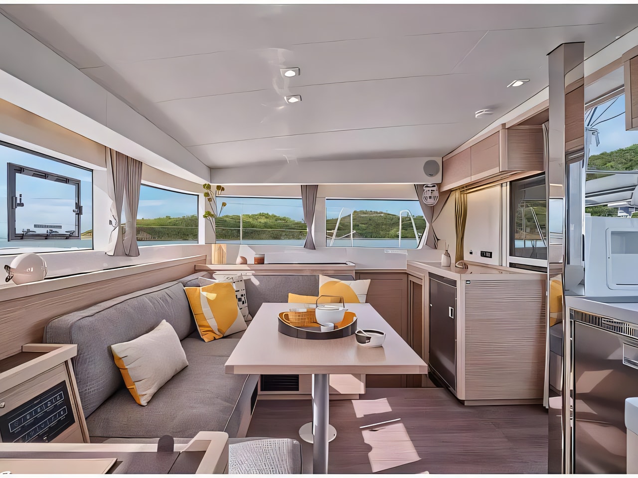Layout of Lagoon 40 catamaran with 6 cabins Croatia yacht charter