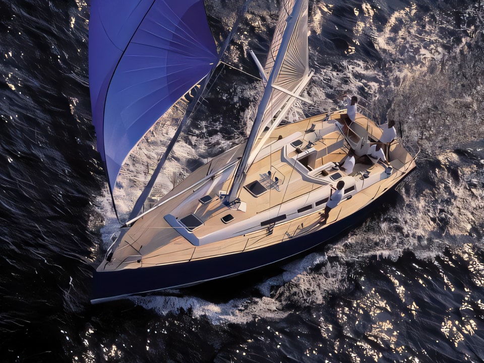 Exterior overview of Grand Soleil 45 sail boat for charter from Sibenik Marina Mandalina in the Sibenik sailing area Croatia