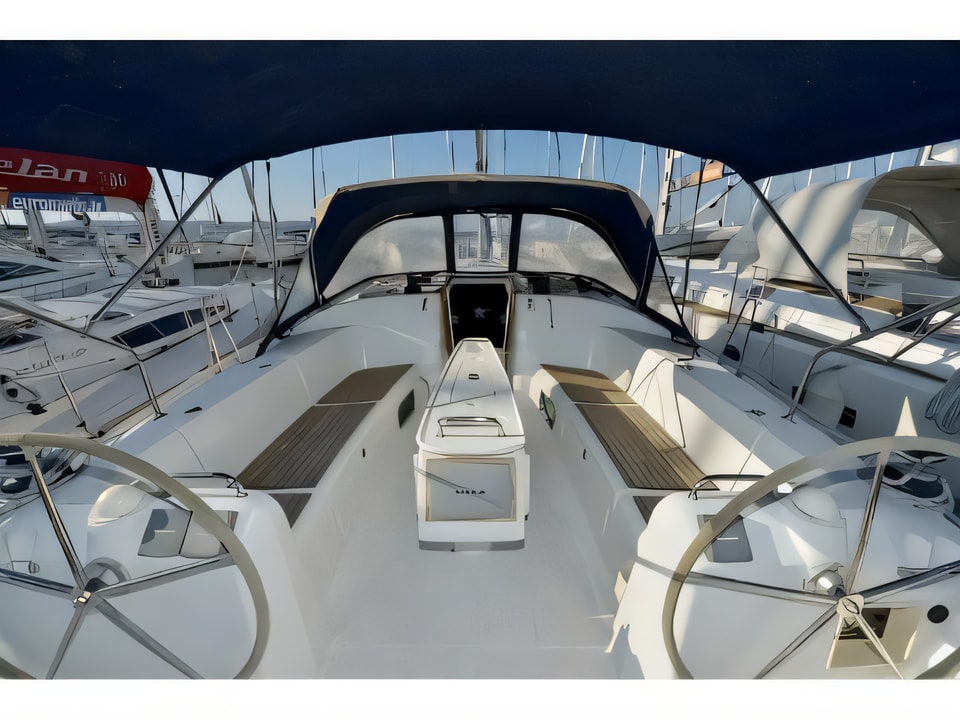 Exterior overview of Cyclades 43.4 sail boat for charter from Pirovac in the Sibenik sailing area Croatia