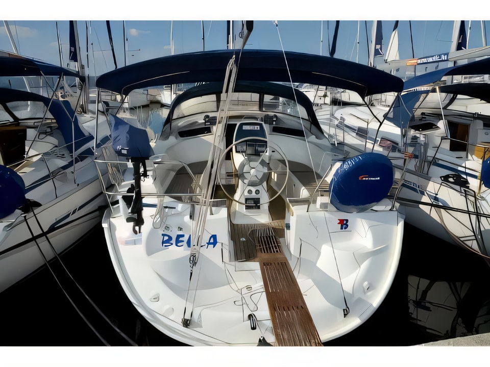 Exterior overview of Bavaria 37 Cruiser sail boat for charter from Biograd Marina Kornati in the Kornati sailing area Croatia