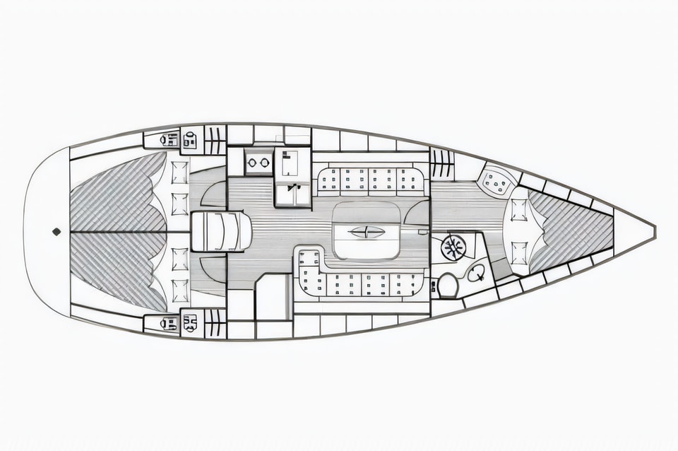 Layout of Bavaria 37 Cruiser sail boat with 3 cabins Croatia yacht charter