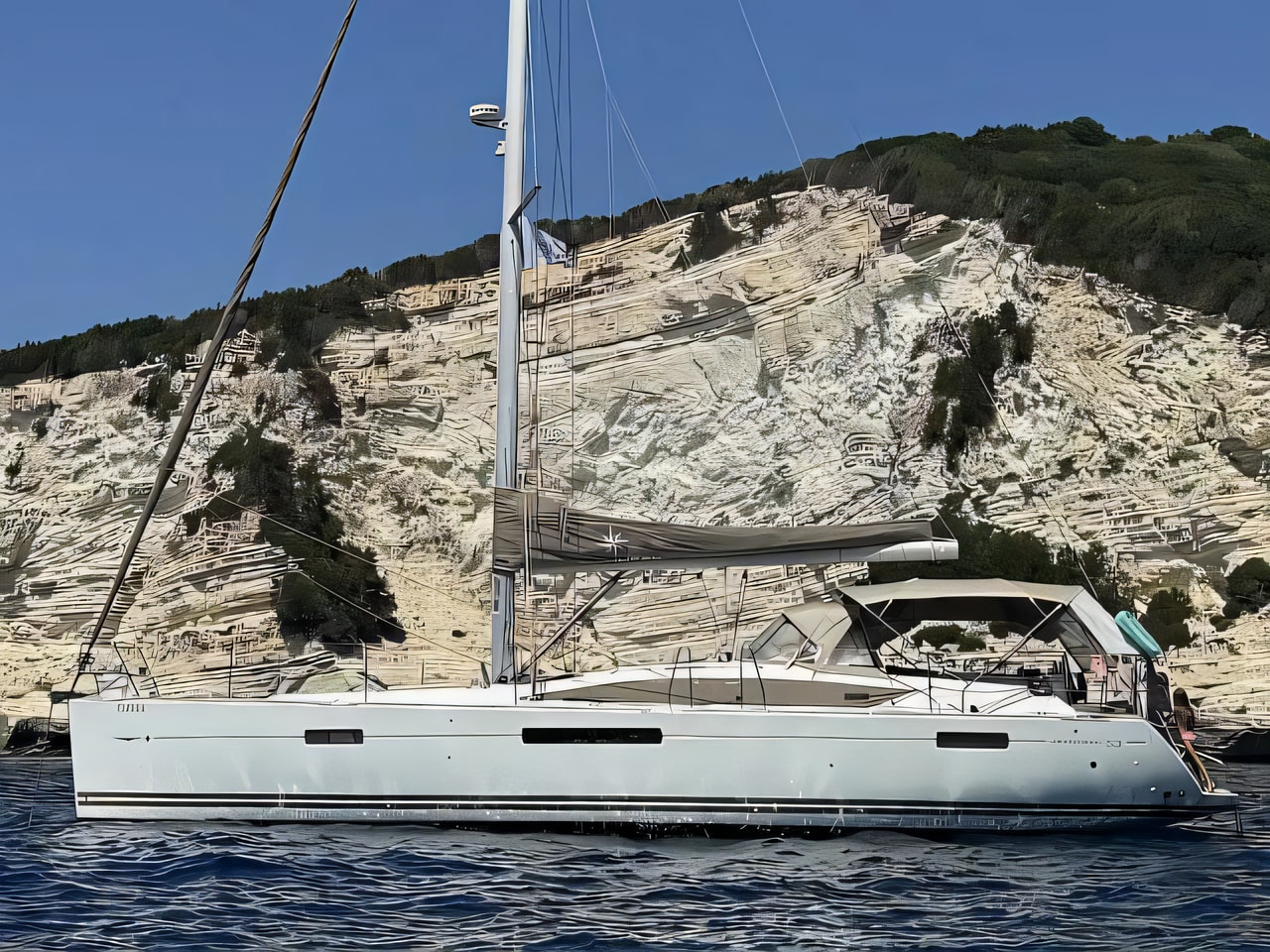 Exterior overview of Jeanneau 53 sail boat for charter from Dubrovnik ACI Marina in the Dubrovnik sailing area Croatia
