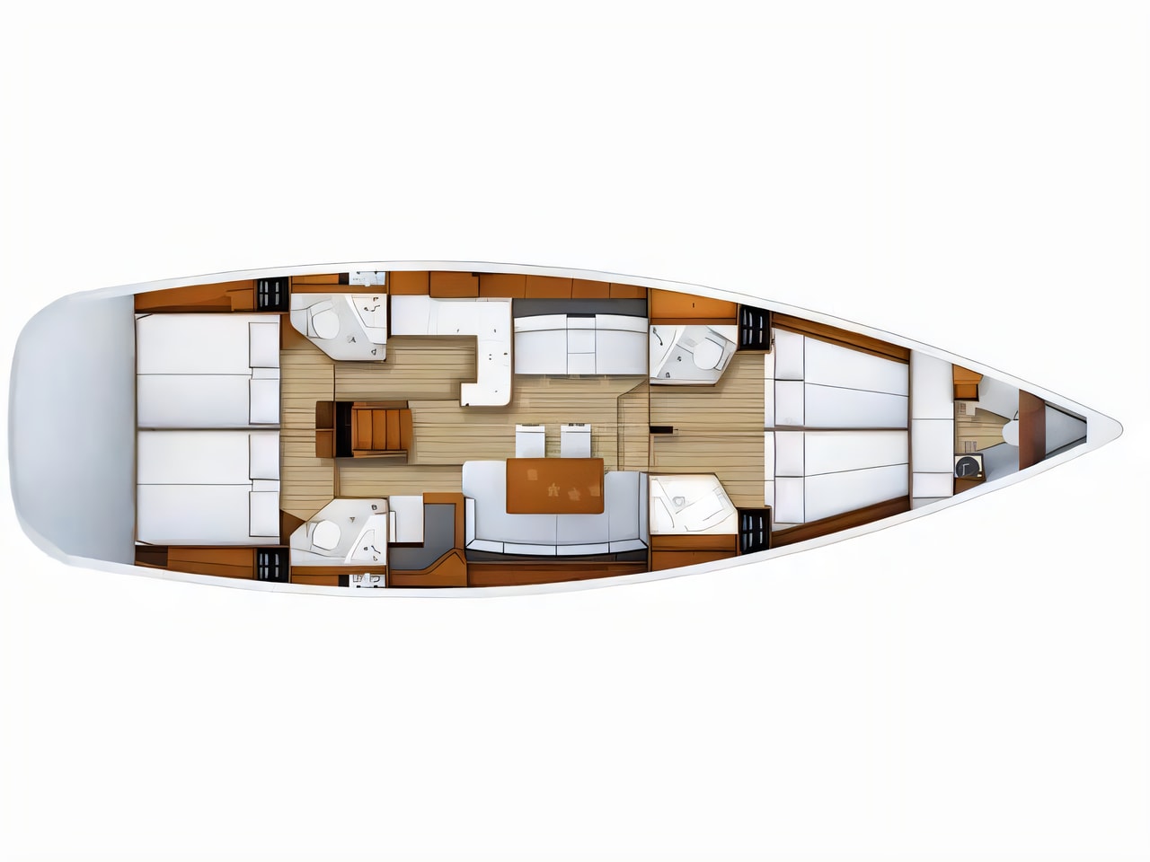 Interior of Jeanneau 53 sail boat with 5 cabins Croatia yacht charter