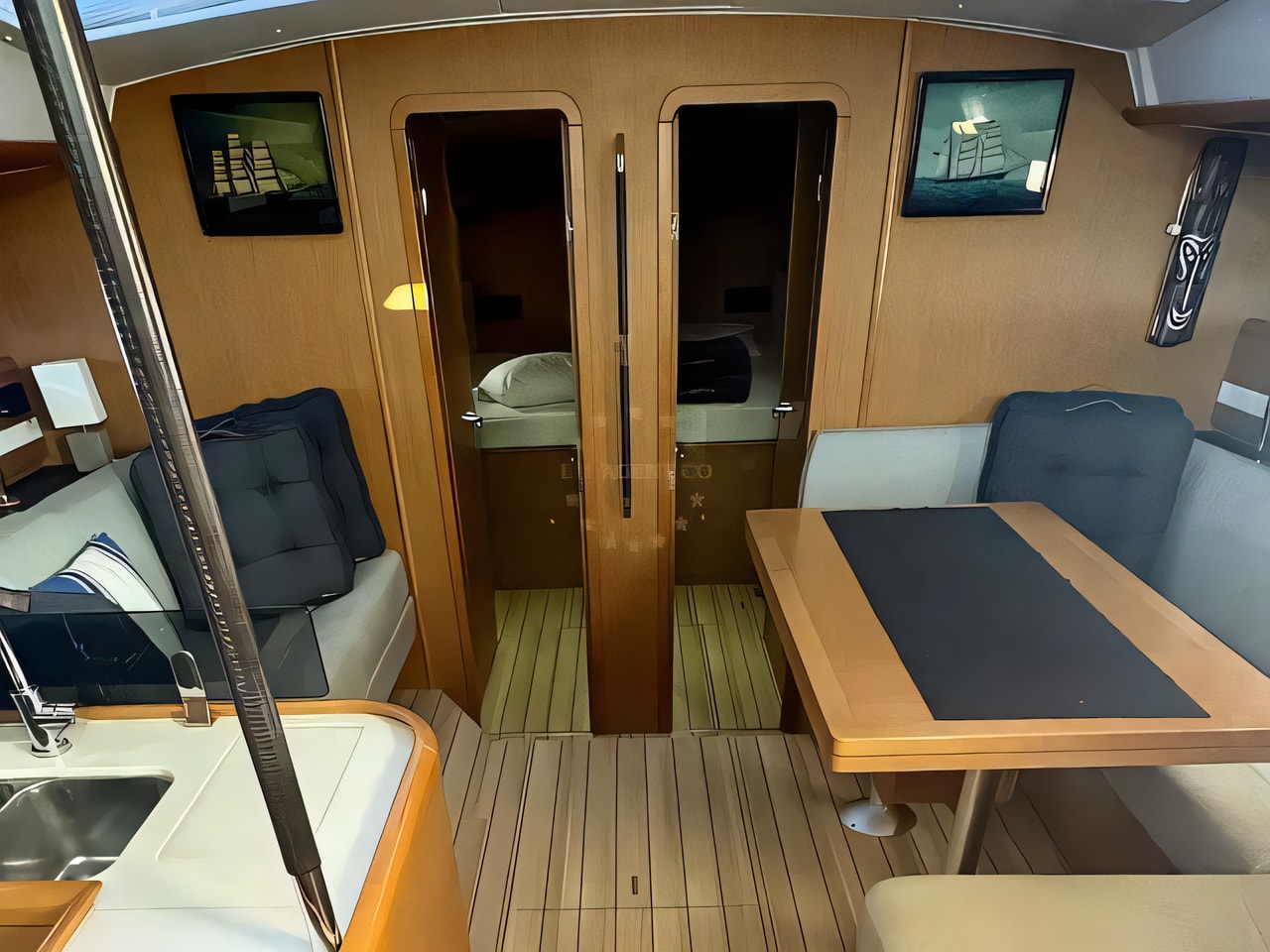 Layout of Jeanneau 53 sail boat with 5 cabins Croatia yacht charter