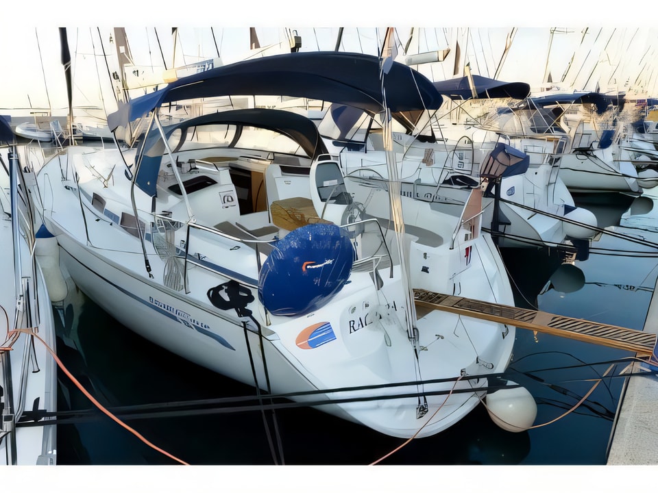 Exterior overview of Bavaria 37 Cruiser sail boat for charter from Biograd Marina Kornati in the Kornati sailing area Croatia