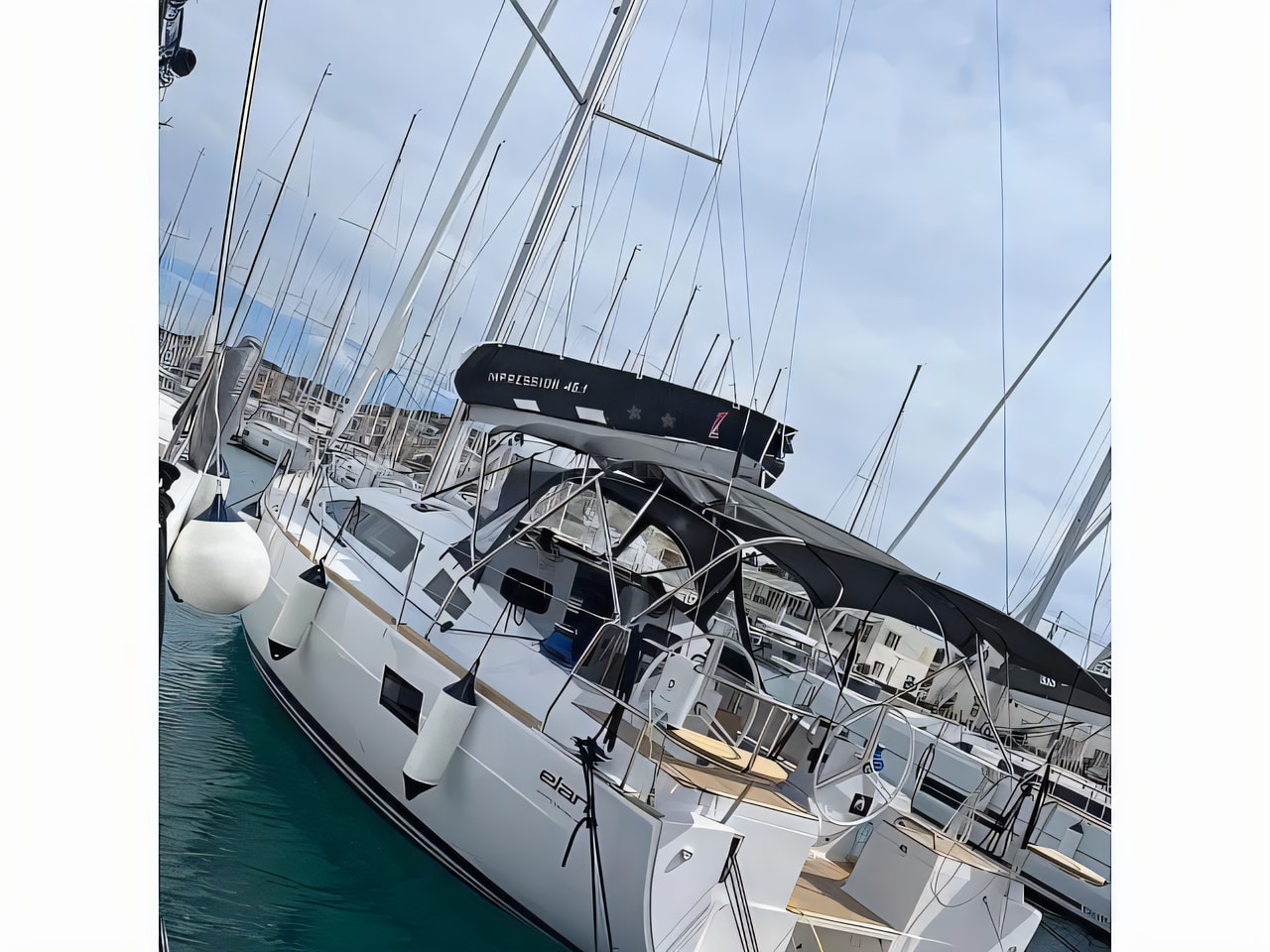 Exterior overview of Elan Impression 45.1 sail boat for charter from SCT Marina Trogir in the Split sailing area Croatia