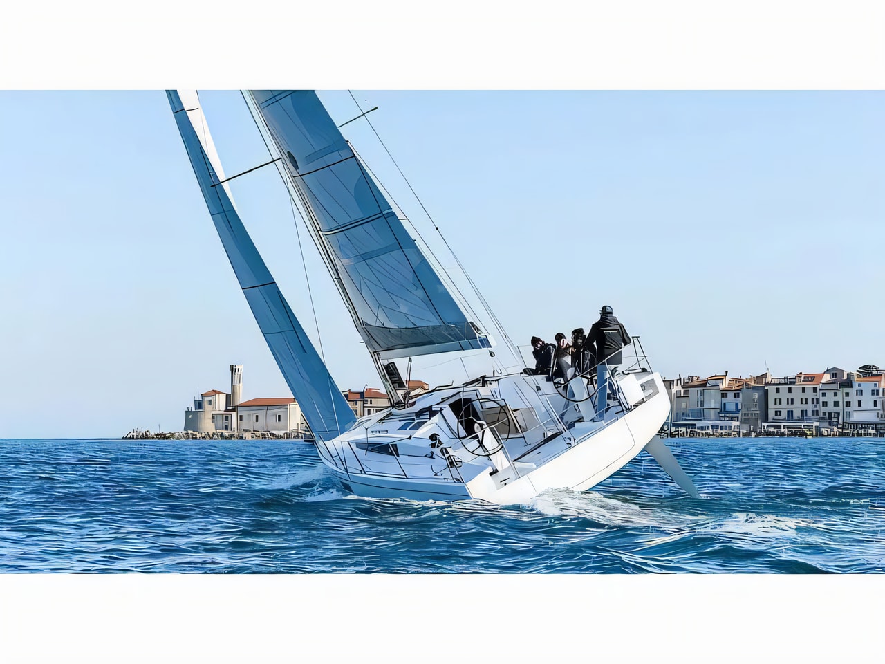 Exterior overview of First 36 sail boat for charter from Pirovac in the Sibenik sailing area Croatia