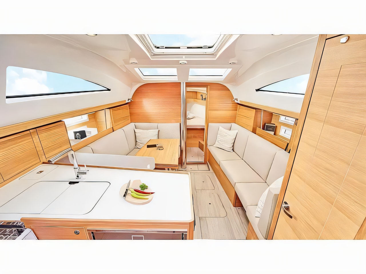 Layout of Elan Impression 40.1 sail boat with 3 cabins Croatia yacht charter