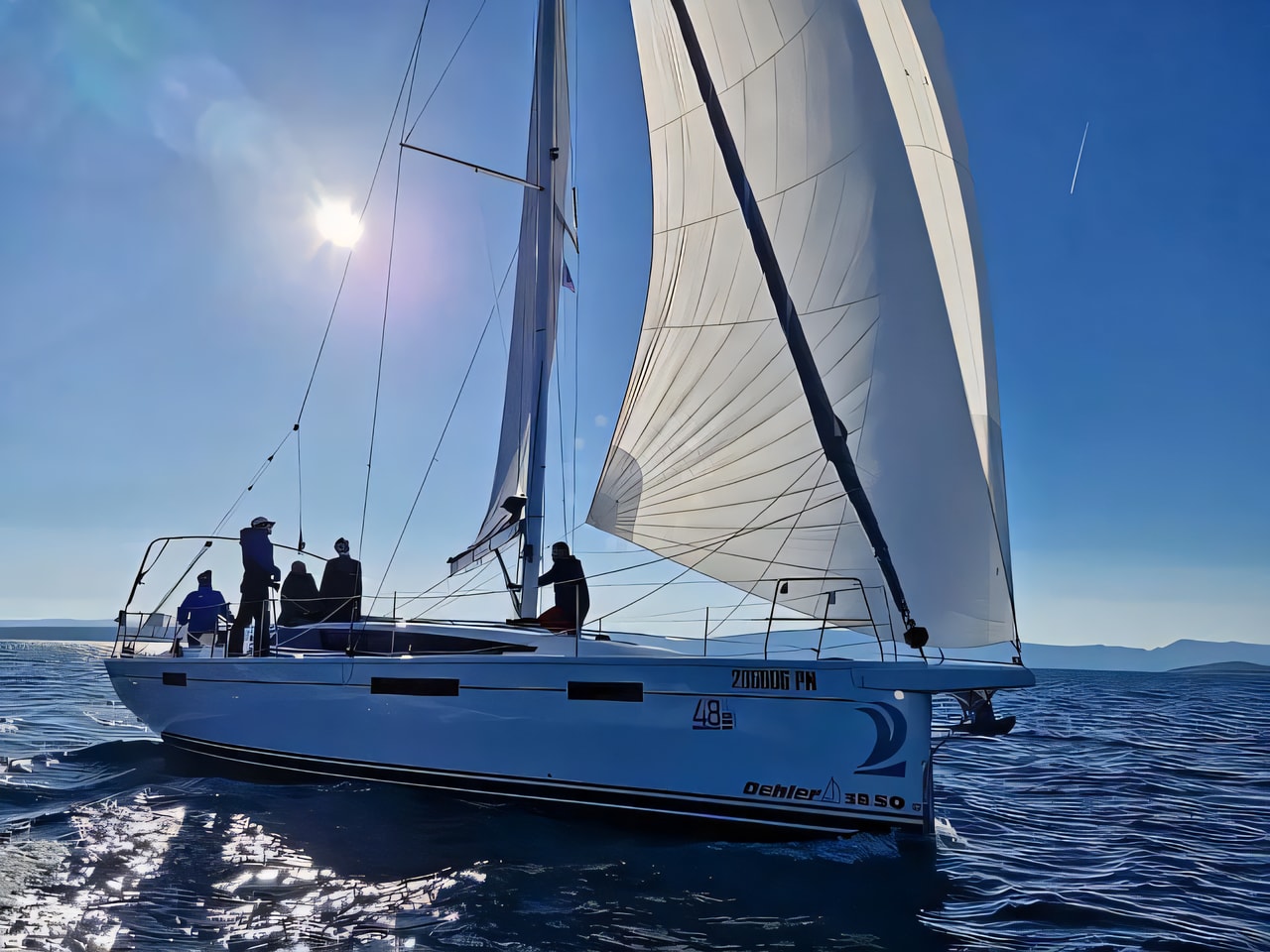 Exterior overview of Dehler 38 sail boat for charter from Krk Marina Punat in the Istria / Kvarner sailing area Croatia