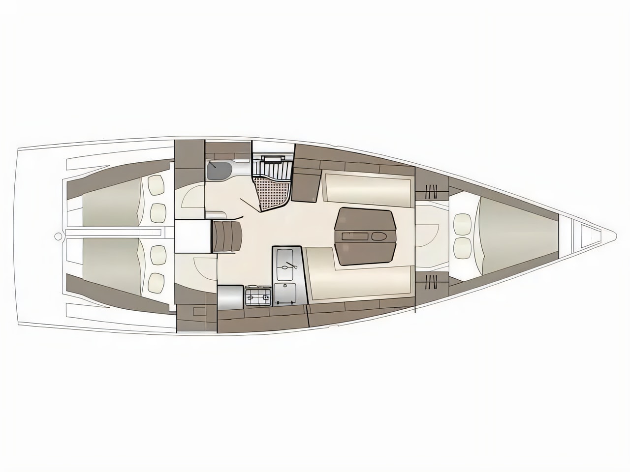 Interior of Dehler 38 sail boat with 3 cabins Croatia yacht charter
