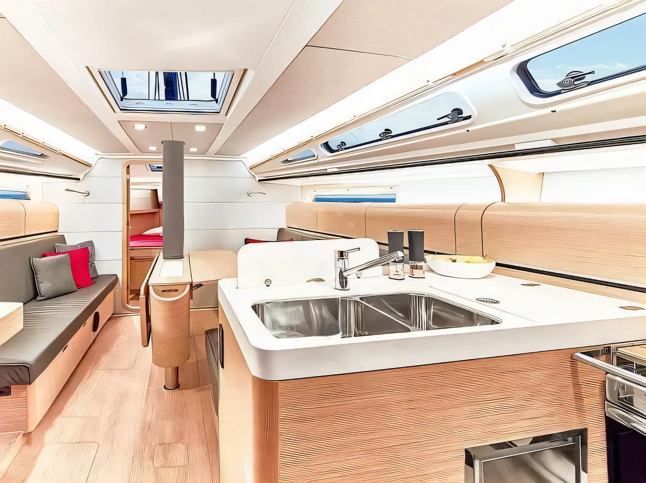 Layout of Dehler 38 sail boat with 3 cabins Croatia yacht charter