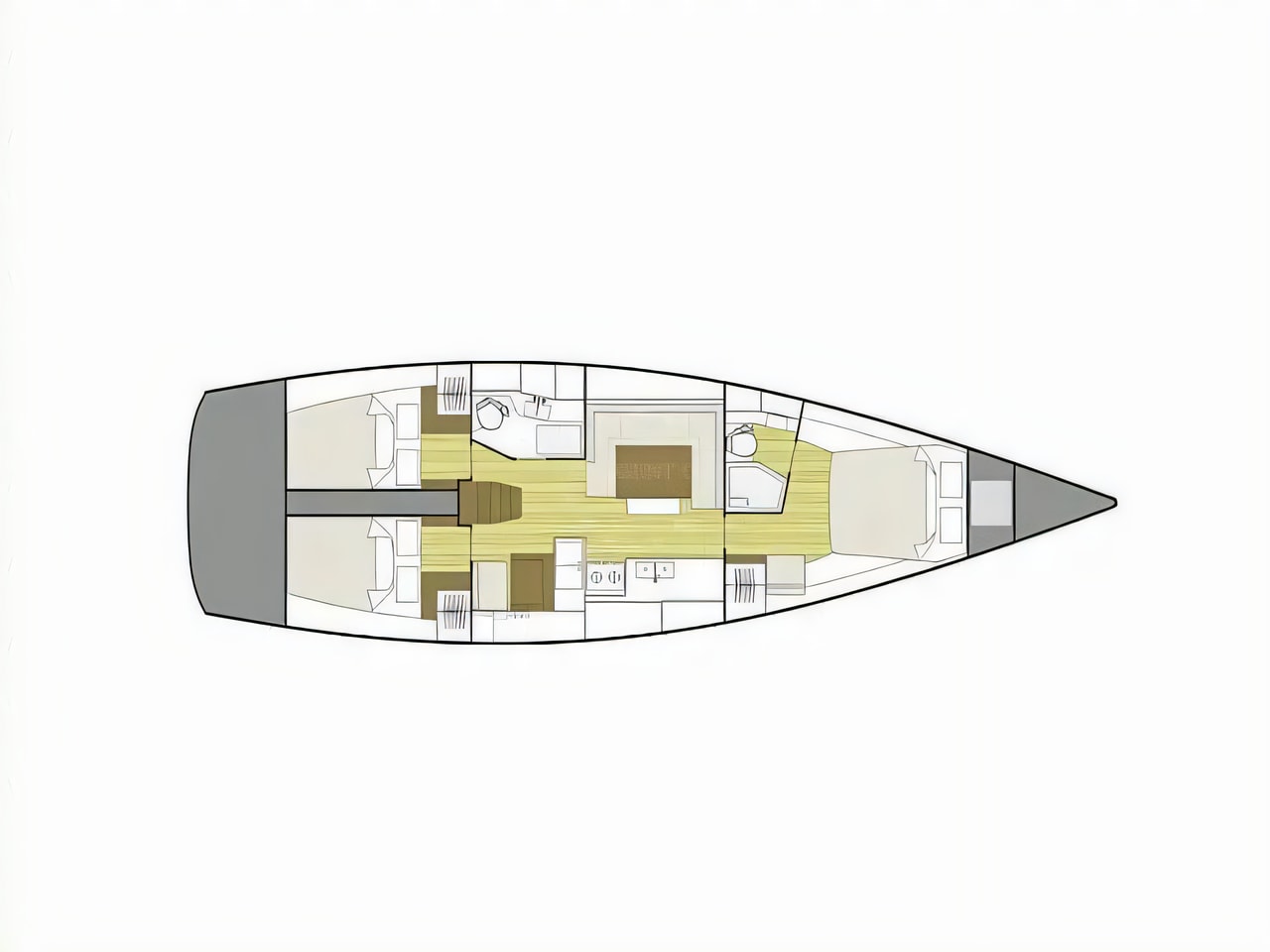 Interior of Solaris One 44 sail boat with 3 cabins Croatia yacht charter