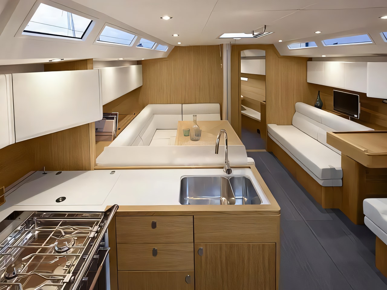 Layout of Solaris One 44 sail boat with 3 cabins Croatia yacht charter