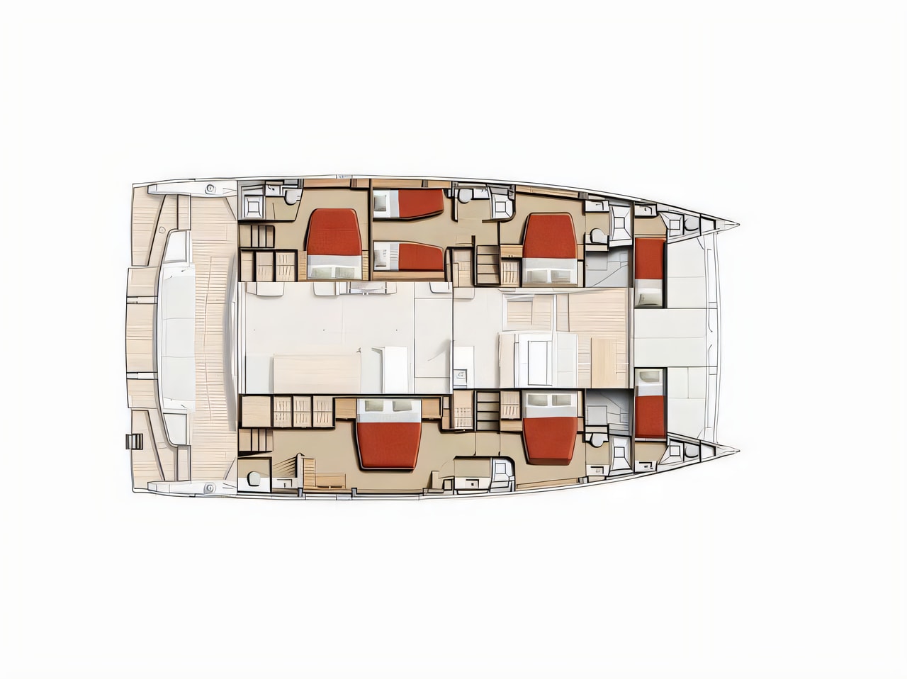 Interior of Bali 5.8 catamaran with 5 cabins Croatia yacht charter