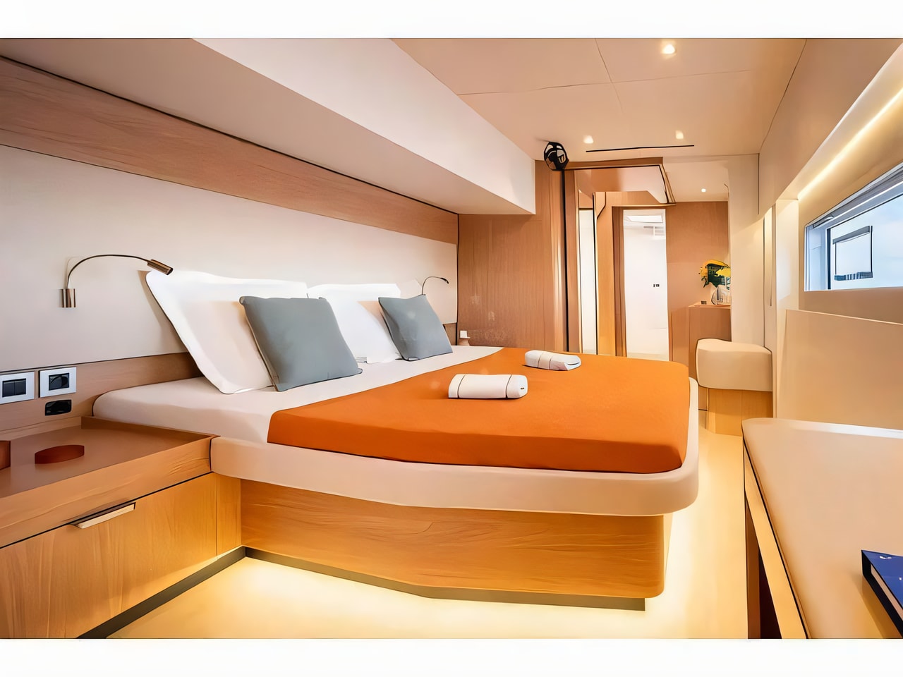 Layout of Bali 5.8 catamaran with 5 cabins Croatia yacht charter