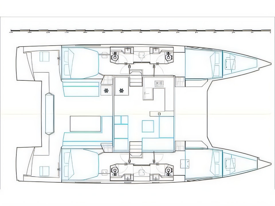 Nautitech 46 Fly yacht layout 6 cabins Croatia charter