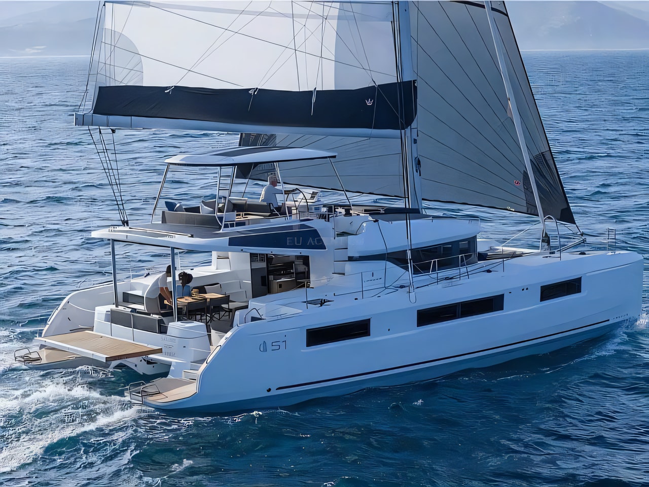 Exterior overview of Lagoon 51 (6+1) catamaran for charter from SCT Marina Trogir in the Split sailing area Croatia