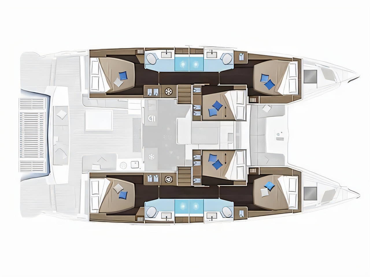 Interior of Lagoon 51 (6+1) catamaran with 7 cabins Croatia yacht charter