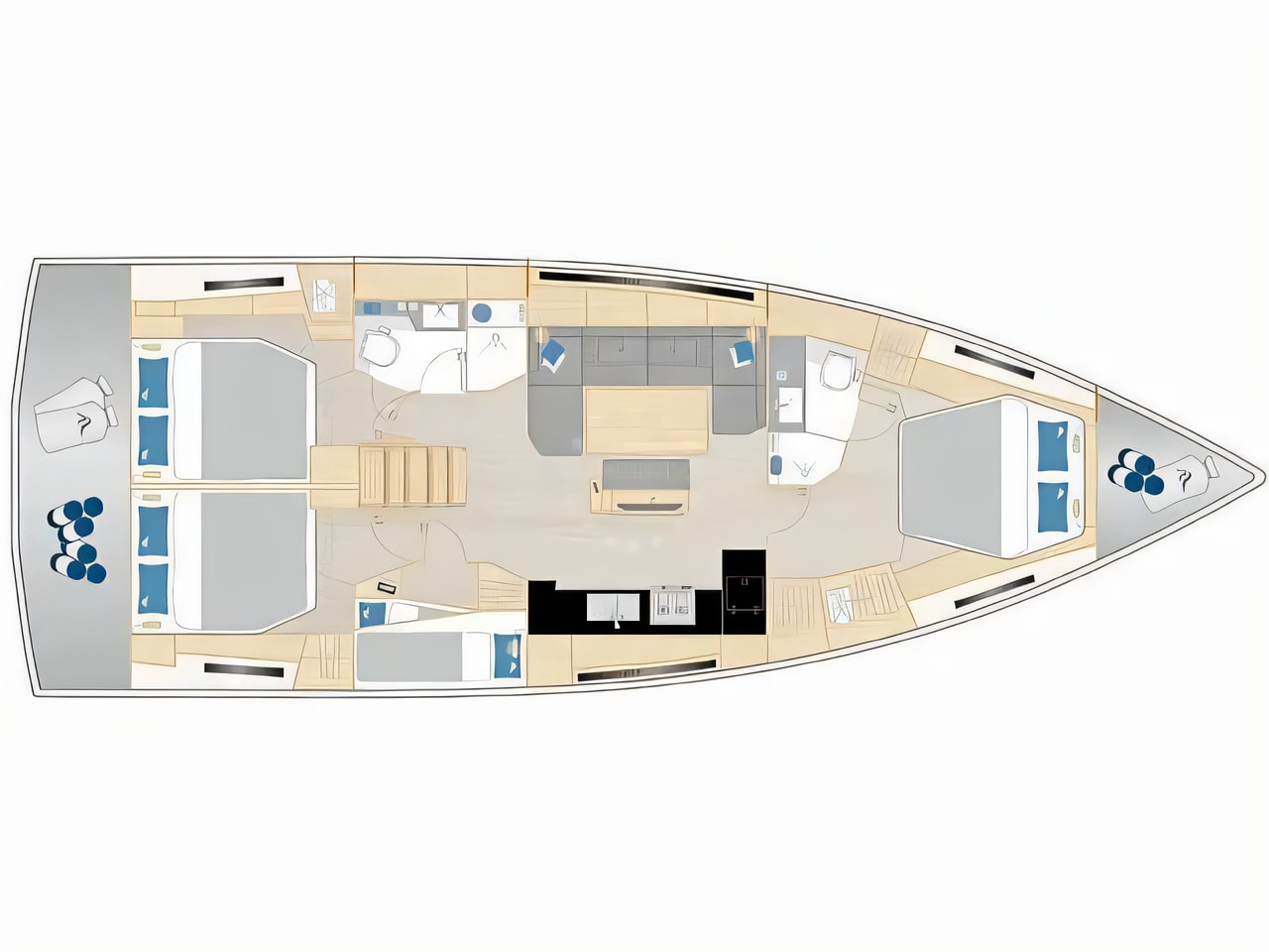 Interior of Hanse 460 - owner version sail boat with 4 cabins Croatia yacht charter