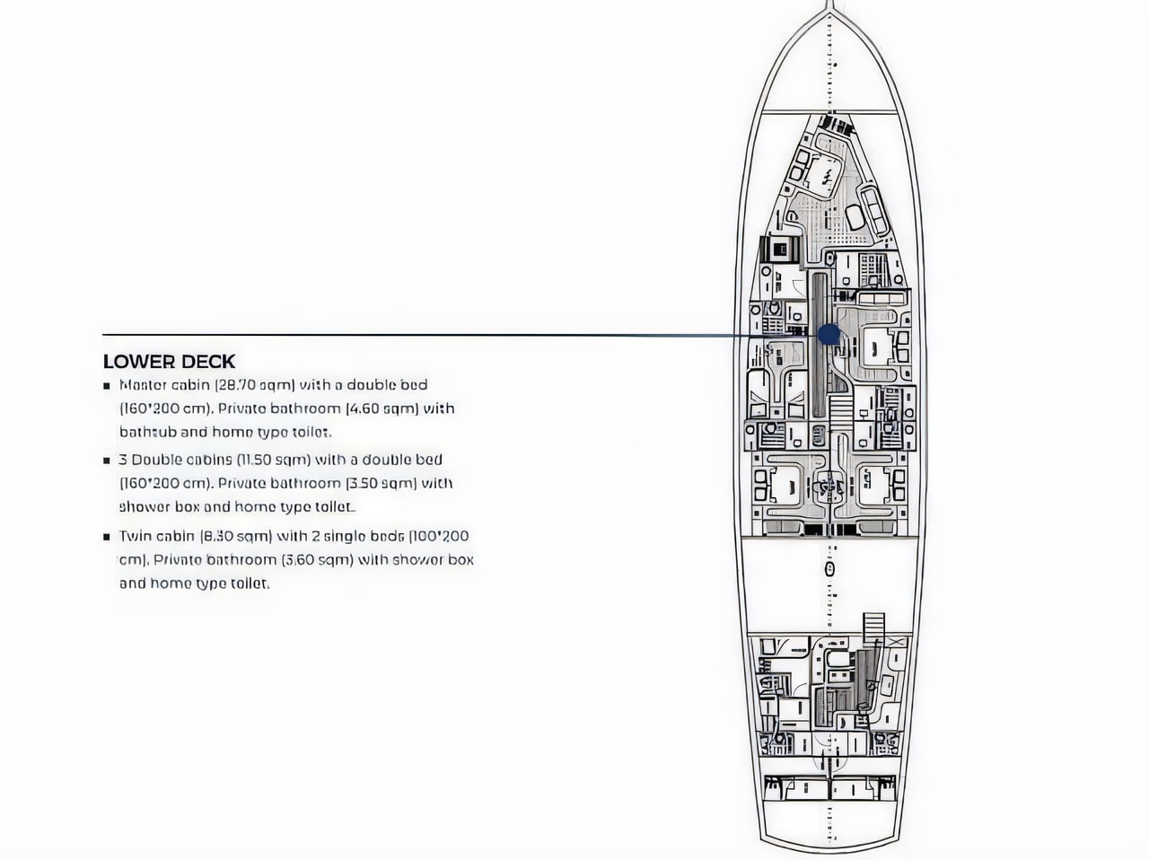Interior of Luxury Sailing Yacht motorsailer with 5 cabins Croatia yacht charter