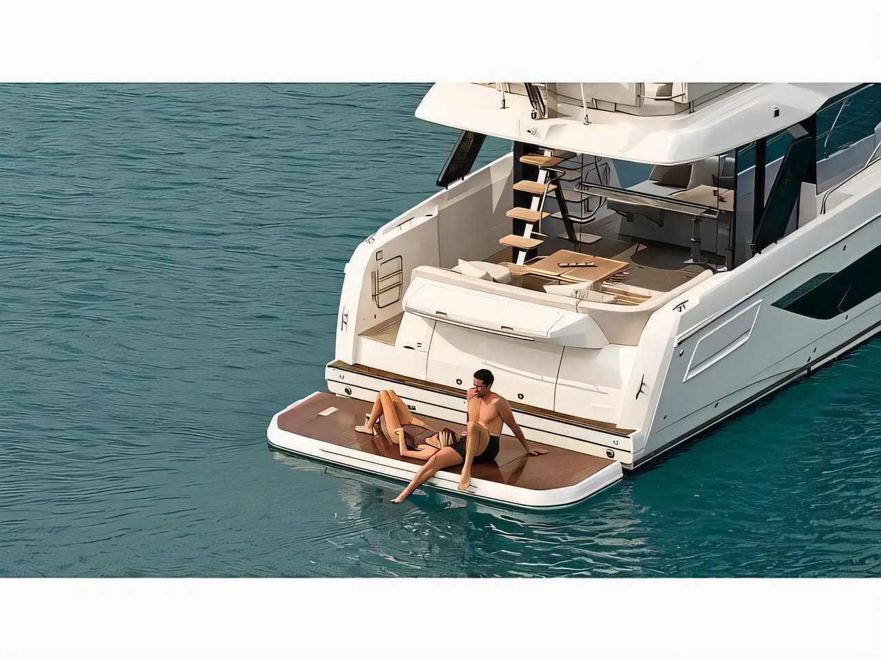 Exterior overview of Prestige F4.3 motor boat for charter from Kastela Gomilica Marina in the Split sailing area Croatia