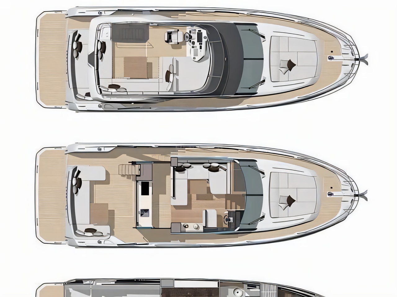Interior of Prestige F4.3 motor boat with 2 cabins Croatia yacht charter