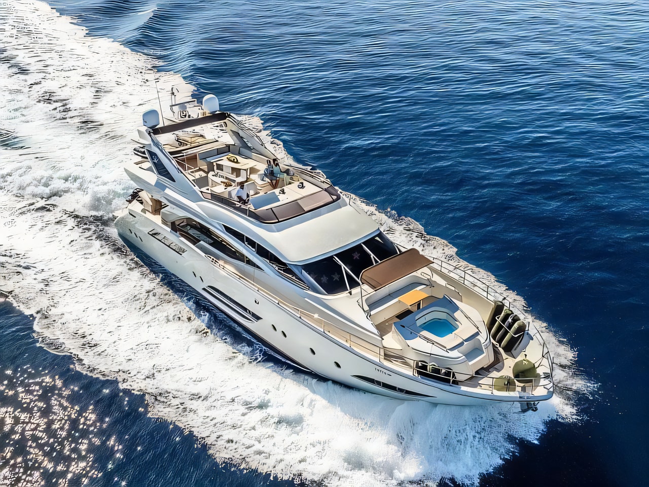 Interior of Dominator 780S motoryacht with 4 cabins Croatia yacht charter