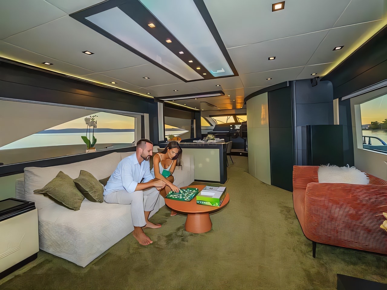 Layout of Dominator 780S motoryacht with 4 cabins Croatia yacht charter
