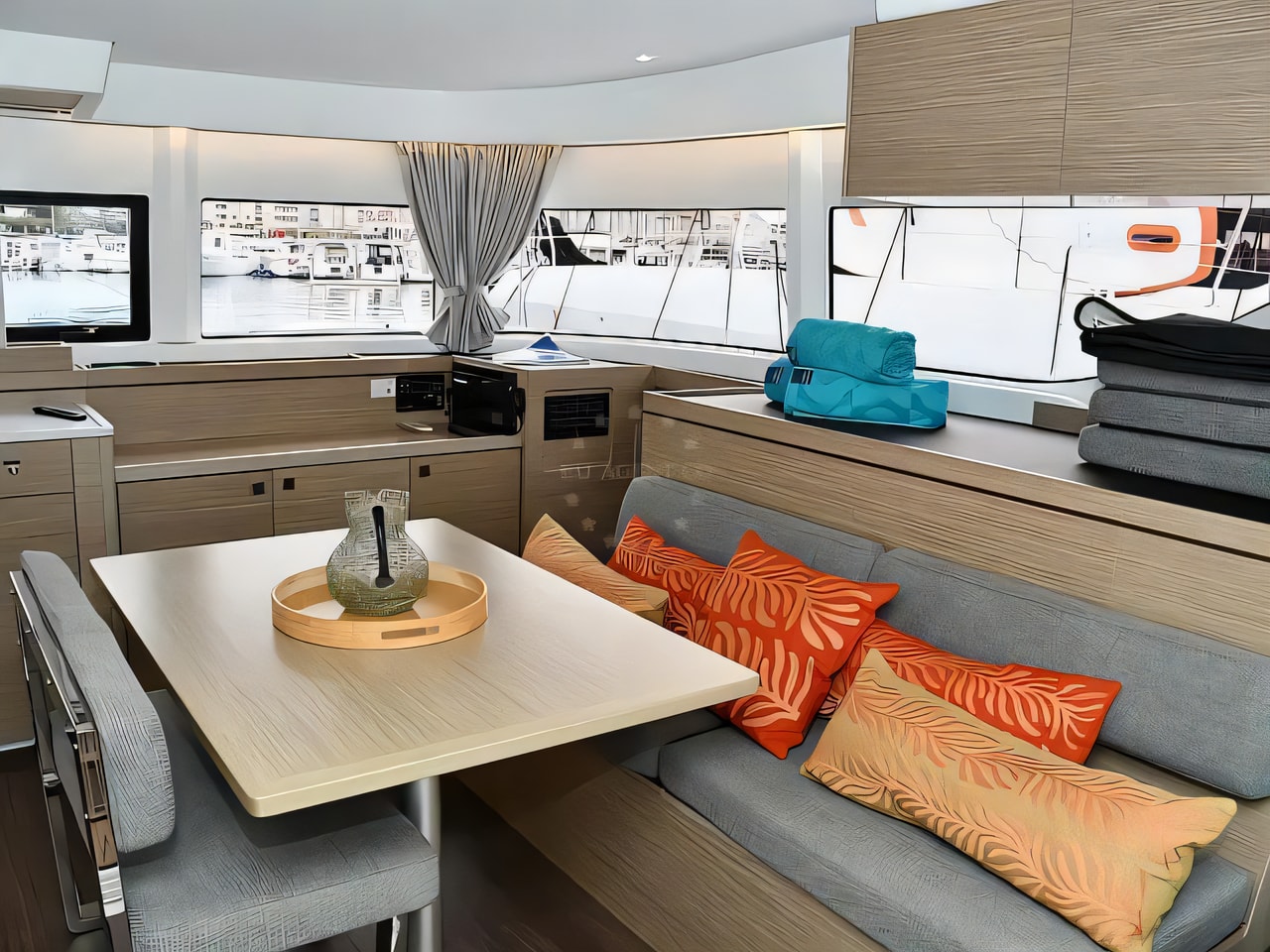Layout of Lagoon 43 catamaran with 4 cabins Croatia yacht charter