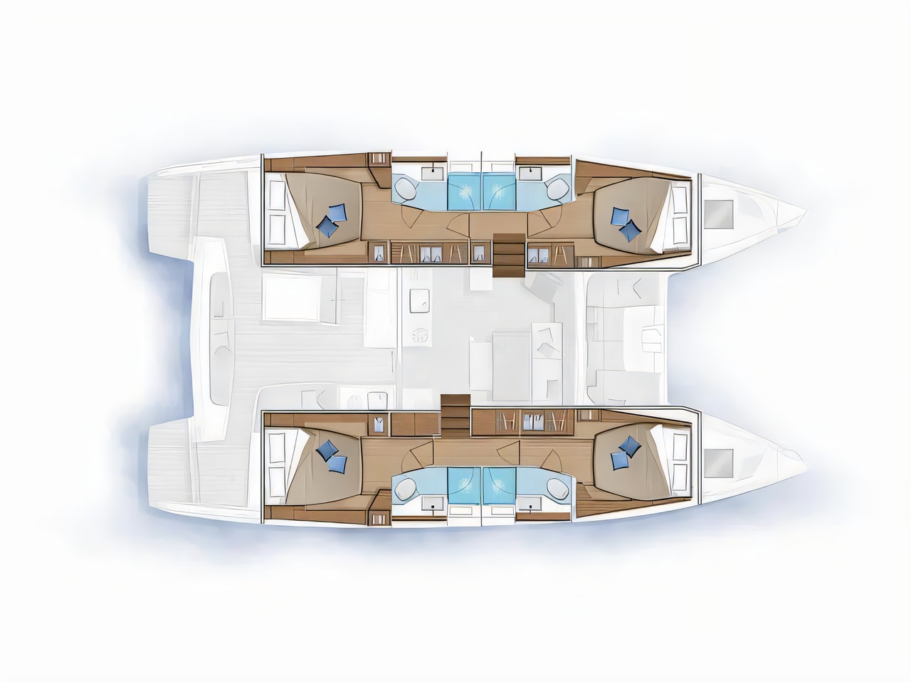 Interior of Lagoon 46 catamaran with 6 cabins Croatia yacht charter