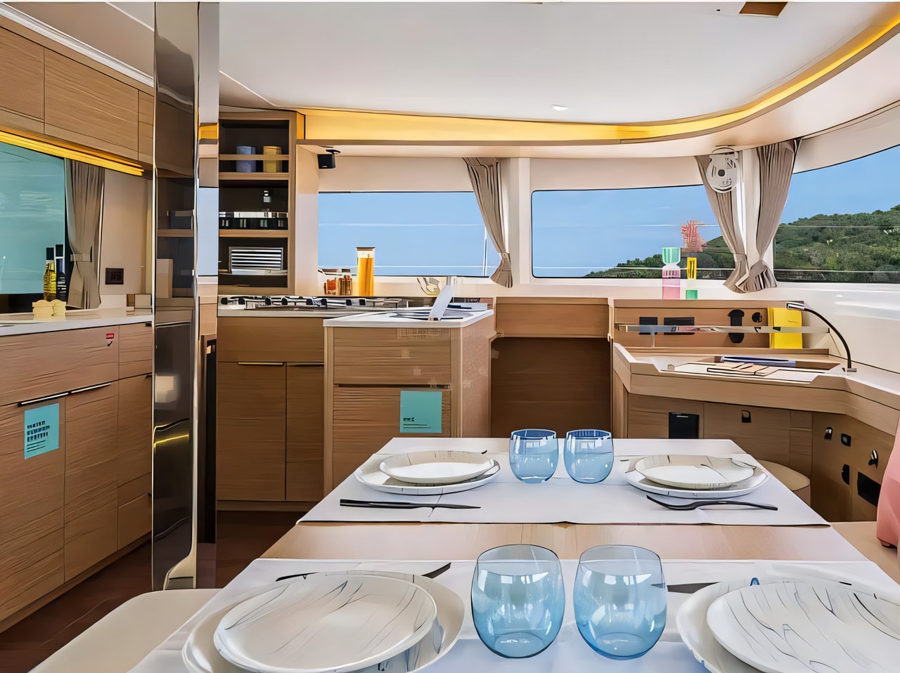 Layout of Lagoon 46 catamaran with 6 cabins Croatia yacht charter