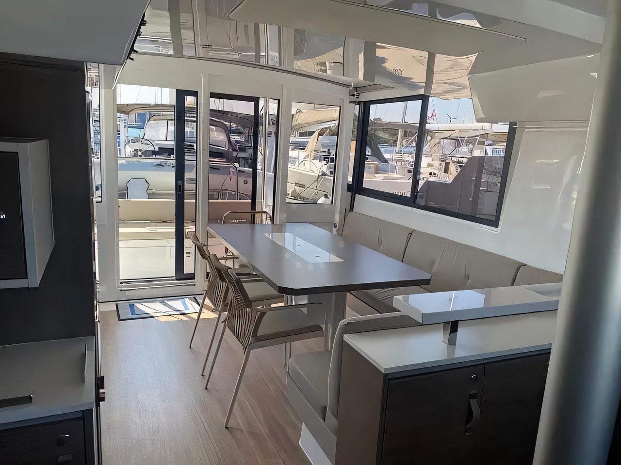 Layout of Bali Catspace catamaran with 4 cabins Croatia yacht charter