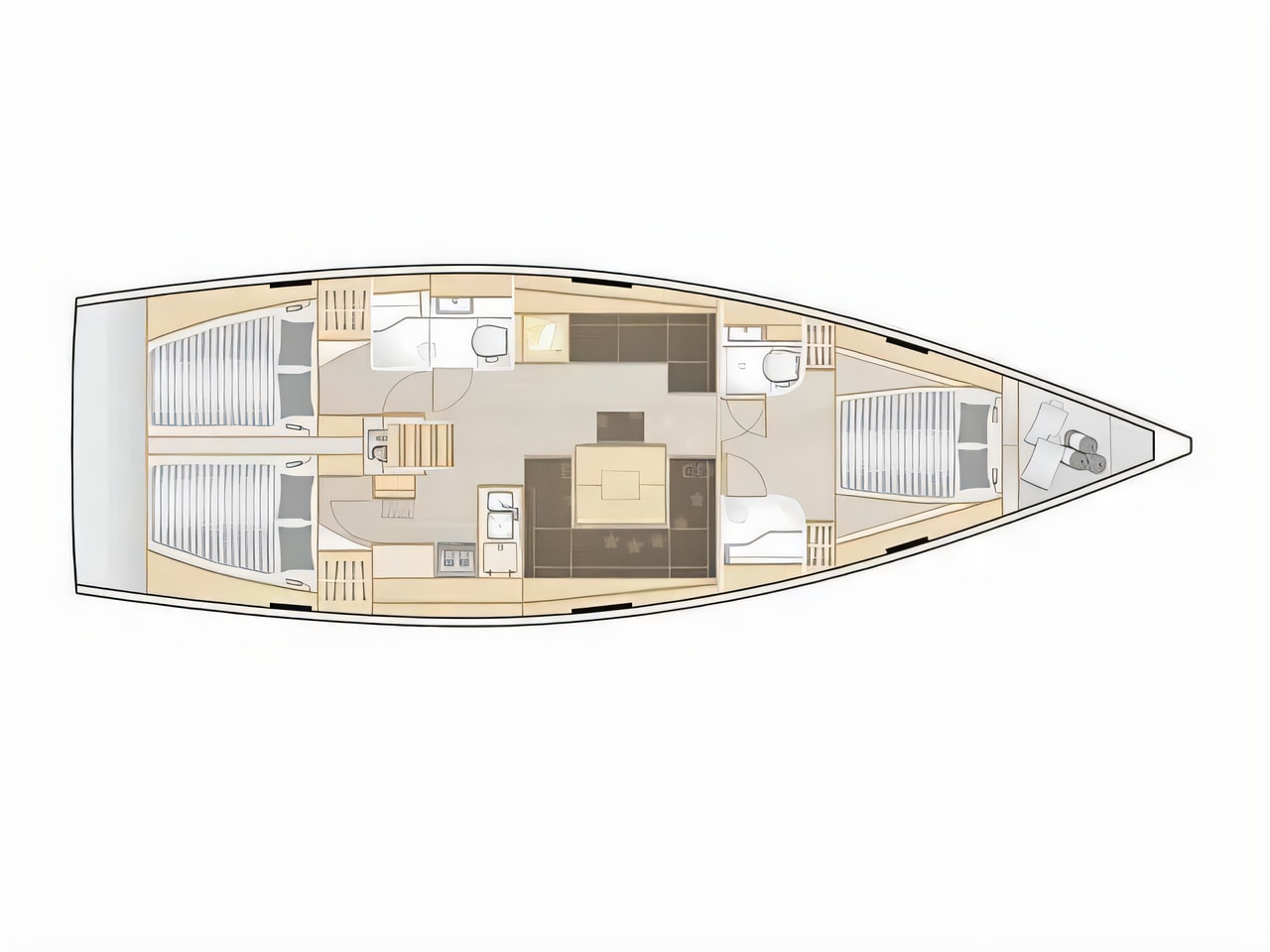 Interior of Hanse 458 sail boat with 3 cabins Croatia yacht charter