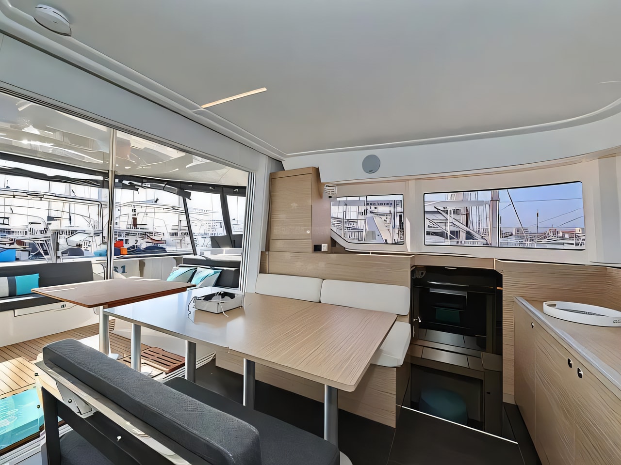 Layout of Lagoon 38 OWNER VERSION catamaran with 4 cabins Croatia yacht charter